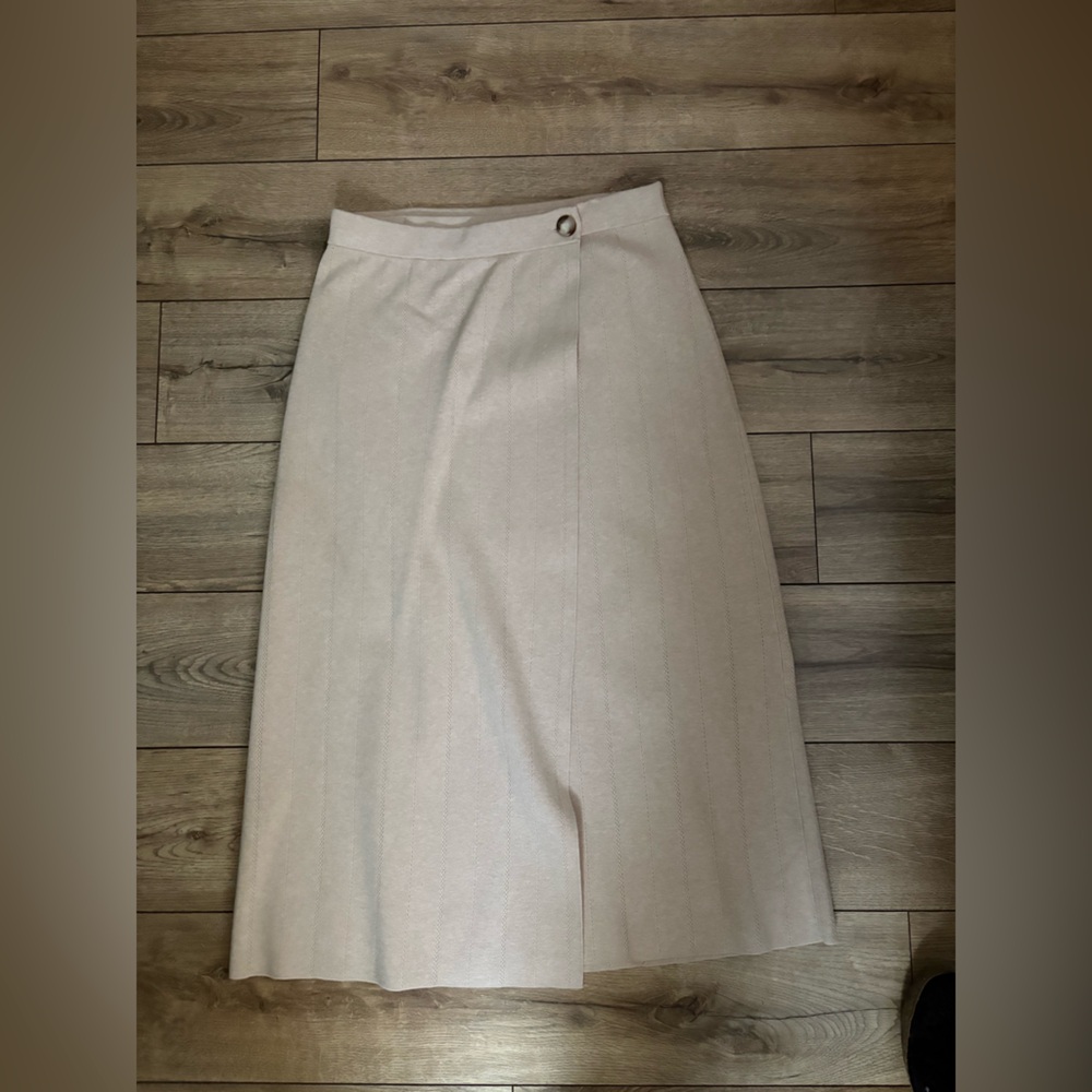 Sezane cream wrap skirt